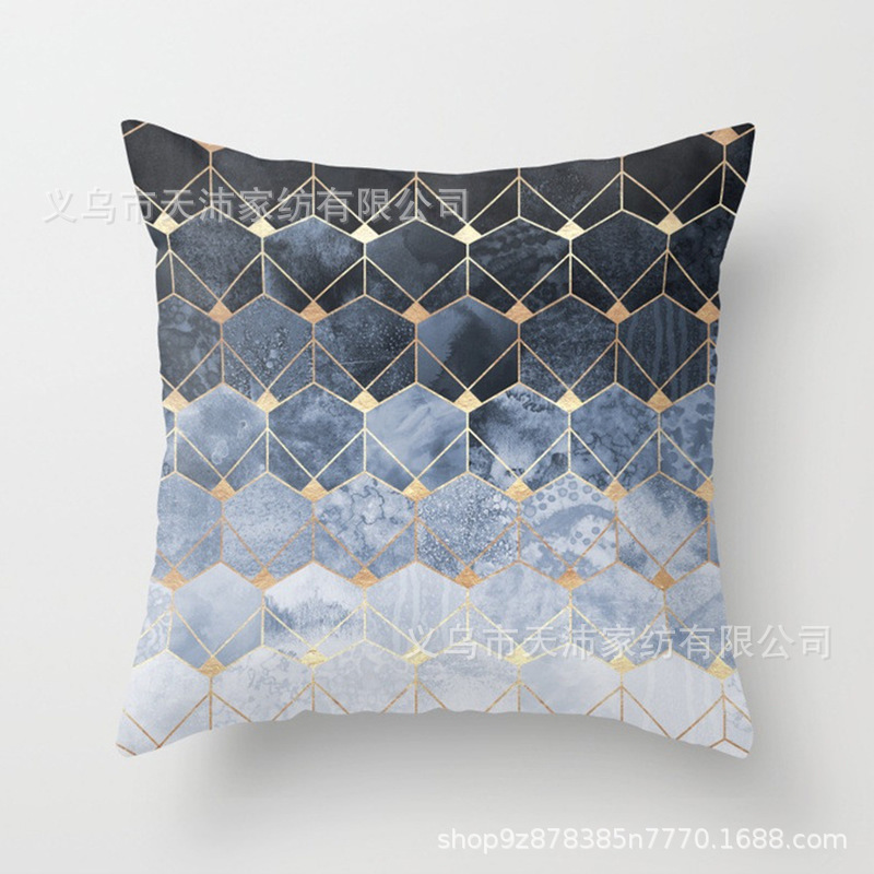 Funda de almohada personalizada con logotipo corporativo, funda de cojín geométrica de Amazon, terciopelo piel de melocotón, cojín para sofá de sala de estar, moderno y minimalista