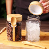 Home Coffee bean, oatmeal grain glass bottle sealing can food grade with a spoon, bamboo lid tick mouth seasoning storage