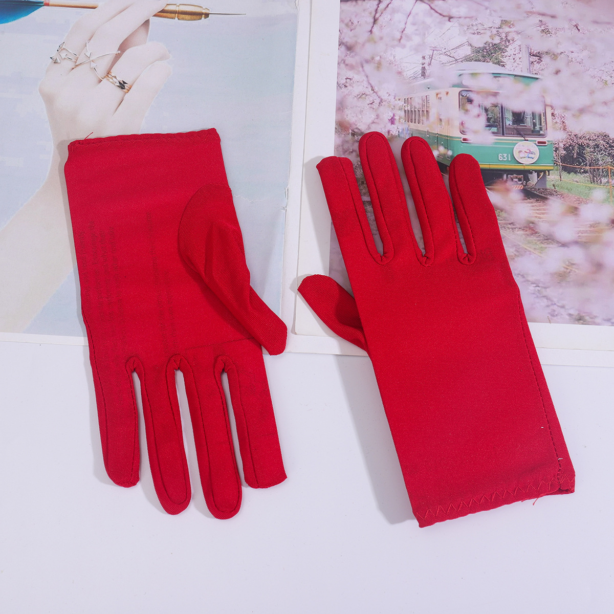 Guantes cortos de seda de leche, accesorios de vestir, guantes de etiqueta, imprescindibles para salir en verano