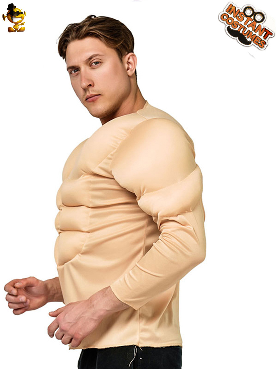 Camiseta de los hombres adultos del músculo juego de rol de Halloween transfronterizo falso músculo abdominal camiseta ropa de fiesta al por mayor
