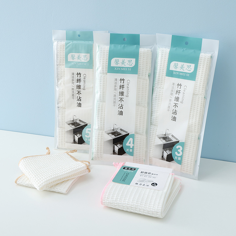 가사리 청소 천 도매를위한 두꺼운 대나무 섬유 식기 세척 수건 다기능 주방 그리스 닦기 패드