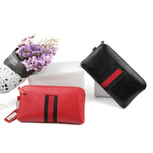 头层牛皮女士长款钱包女高级感大容量真皮拉链撞色手拿包包女百搭