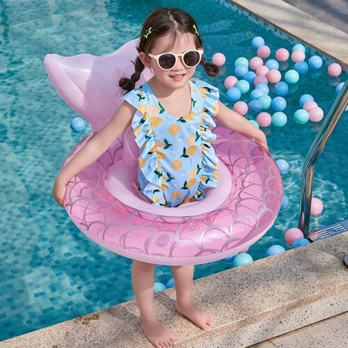 Wanmei ins thickened Internet celebrity pink mermaid seat ring with slit children's mermaid swimming ring infant seat ring