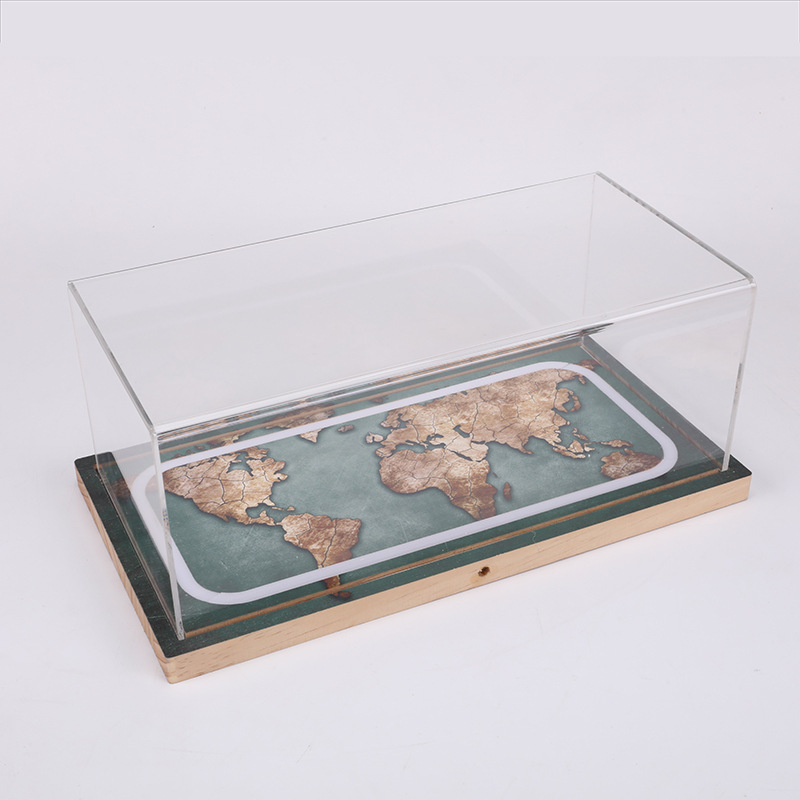 1/18 car model storage box hot bending integrated transparent acrylic display box with light bottom model storage box