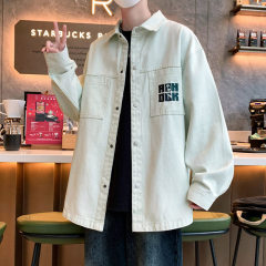 長袖のシャツ式のジャケットの春秋のタイプは襟をひっくり返します。
