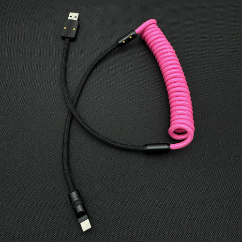 Spring data cable biaxial fishnet braided spiral telescopic fast charging car suitable for iPhone15 Android mate60