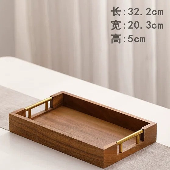 Bandeja de madera maciza para poner tazas de té, tazas de agua, platos de té, Sala de estar Hotel simple bandeja de café rectangular pequeña bandeja de café image 7