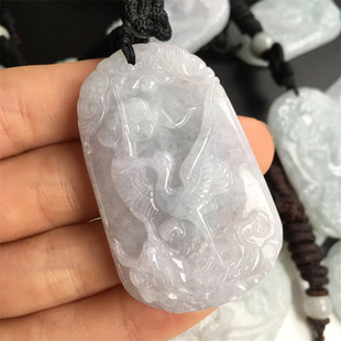 Burmese Jade Jade A goods pine crane pendant crane auspicious cloud bracelet Heart Jade jade pendant studio wholesale