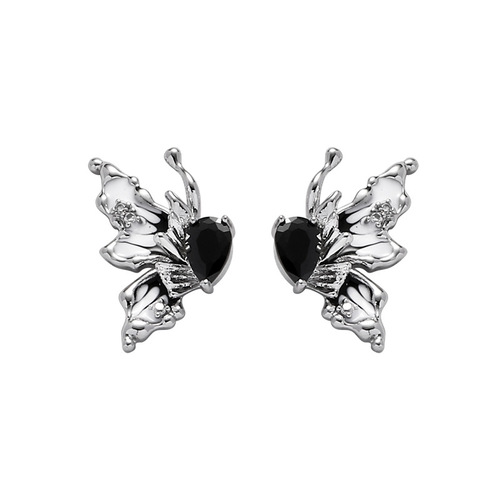 Original Ink Butterfly Earrings for Women - High-End, Fashionable, Versatile 925 Silver Needle Earrings - Light Luxury, Retro, National Trend Earrings