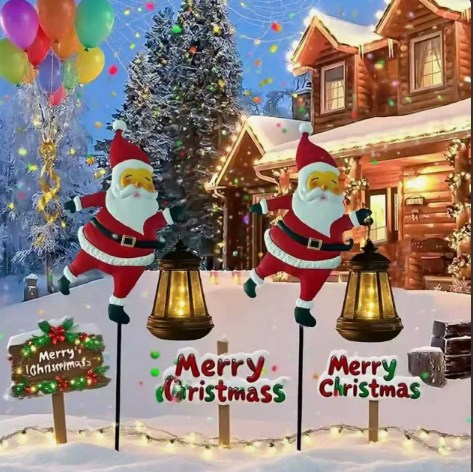 Transfronteriza solar Santa Claus lámpara de césped hierro forjado hueco diente al aire libre jardín decoración de escultura