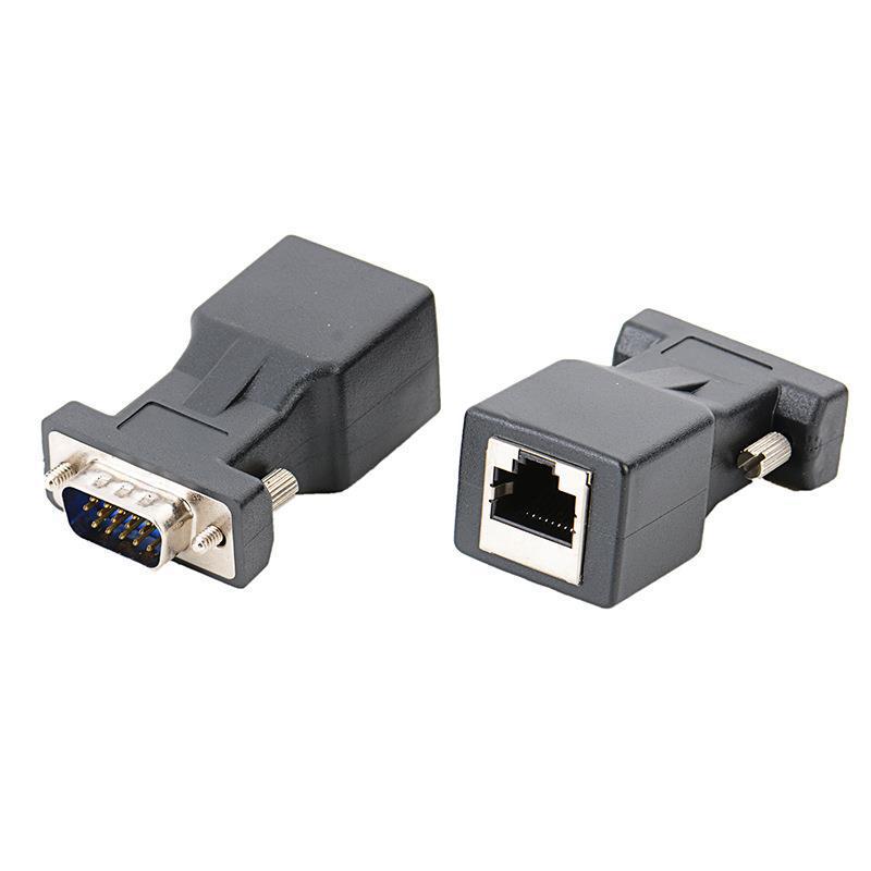 VGA公转RJ45母转接头通过网线传输VGA信号DB15针转网线母延长线