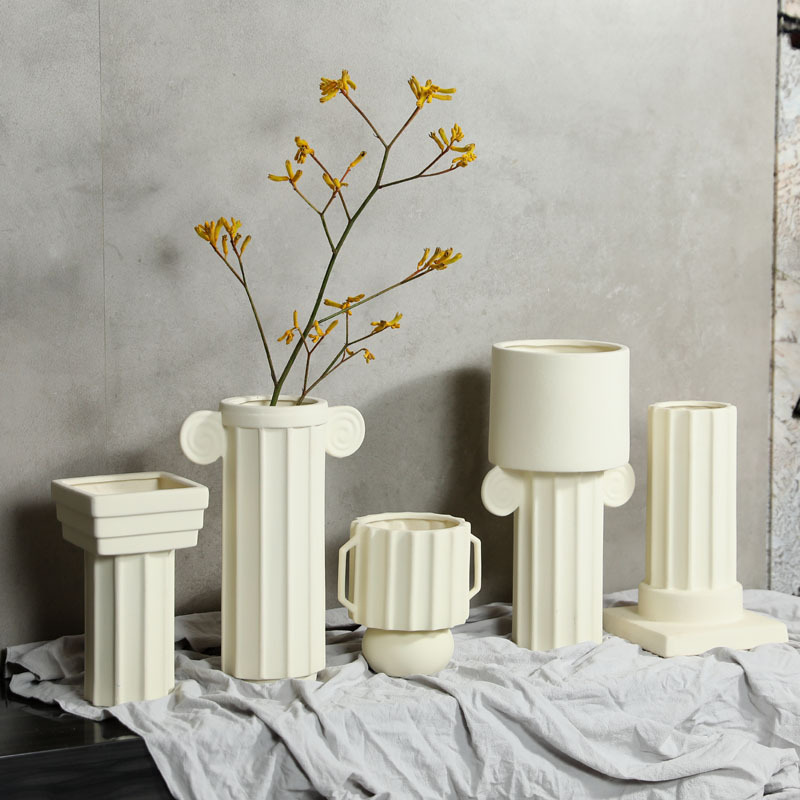 Vento silencioso gran vasijo de cerámica esmerilado creativo decoración suave simple flor seca flor ornamentos de escritorio al por mayor