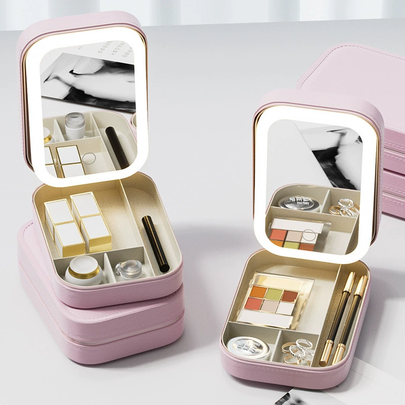 Ins ветровой сети красный настольный стол с зеркалом портативная коробка ювелирных изделий светодиодный макияж настольный складной макарон многоцветная оптовая продажа