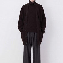 25秋季新品高级感羊毛开襟大衣桃花心木复古宽松针织毛衣开衫外套