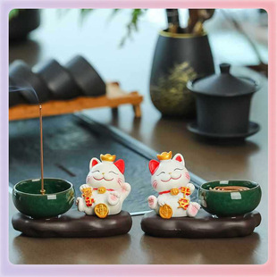 ✅ Cat Zen Incense Burner Household Incense Coil Incense Stick Desktop Decoration Ornaments Sandalwood Agarwood Aromatherapy