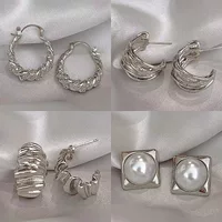 Серебряная игла, циркон, серебряные серьги, широкий цветовой диапазон, простой и элегантный дизайн