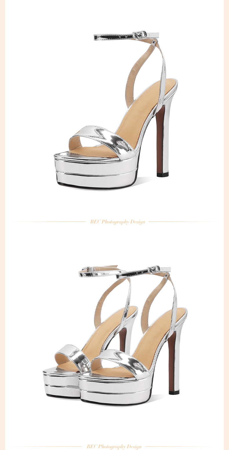 Sandal nữ cao gót 13 cm hở mũi quai ngang da thật đế xuồng — đen chi tiết 6