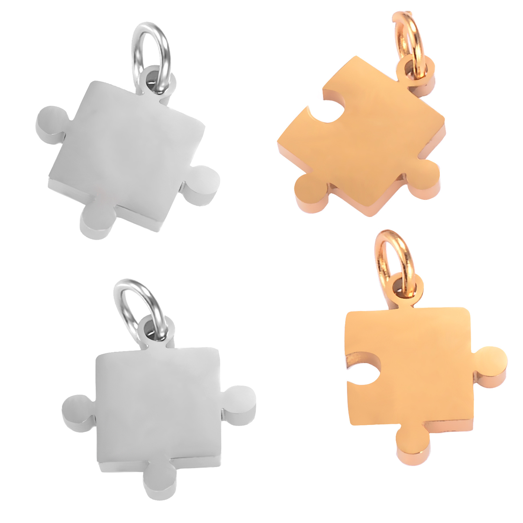 25g Weight Pendant Jewelry Making Type 5 PCS/Package 13*10mm 13*13mm 201 Stainless Steel Jigsaw DIY Ornament Accessories
