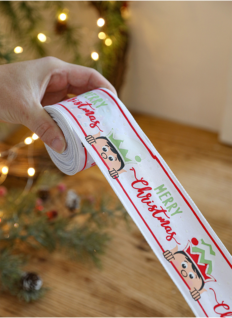 25g Weight Colored Ribbons Event & Party Supplies 1 Roll Quantity Holiday, Banquet Occasion Christmas Festival Gingerbread, Letter Pattern Cartoon Style, Cute Style Christmas Cartoon Style Cute Gingerbread Letter Holiday Banquet Colored Ribbons Party Accessories 3