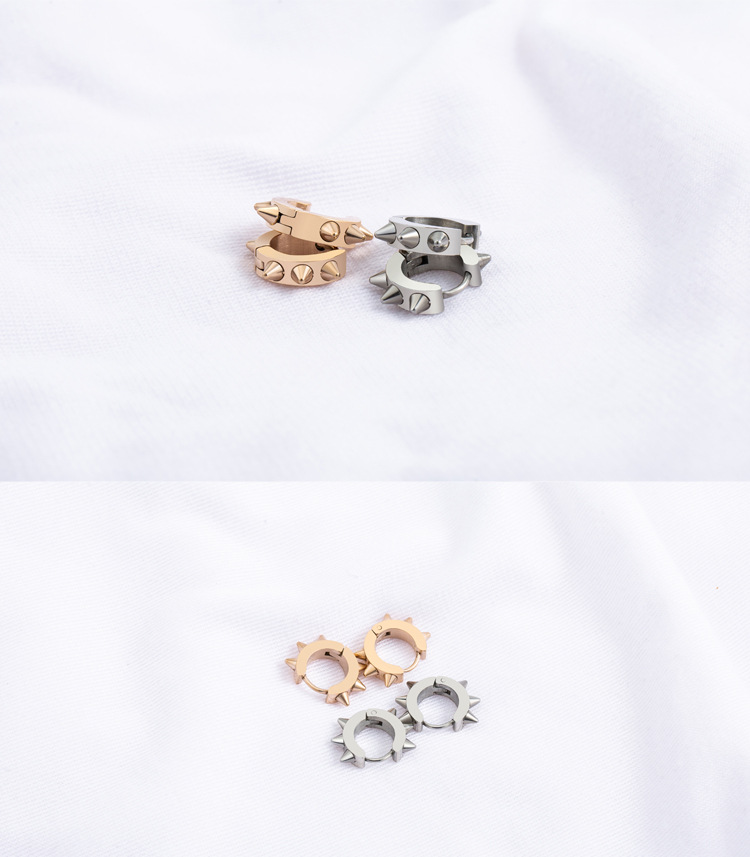 Hip-Hop Solid Color Titanium Steel Plating Hoop Earrings 1 Pair