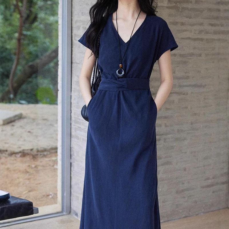 Er Yang Design [Simu] High-End 1Oo Lyocell Dress Women's Commuting Long Skirt Casual Temperament Waist
