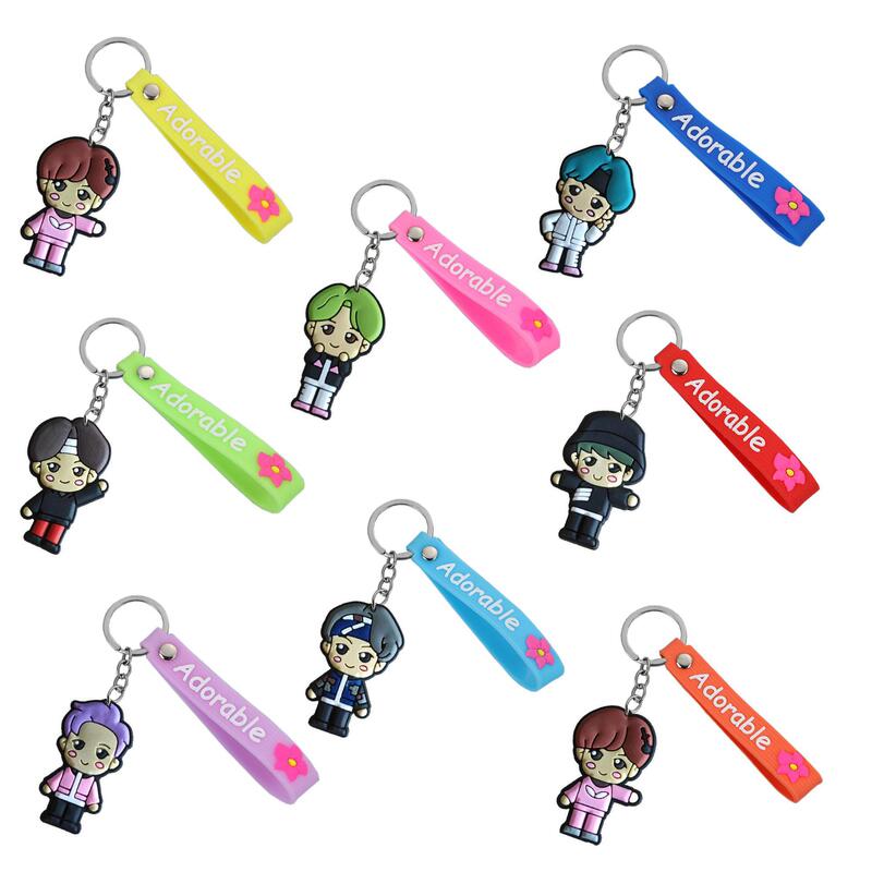 BTS Series Soft Rubber Key Chain Dunhuang Student Schoolbag Hanging Decoration Creative Small Gift Cute Cartoon Key