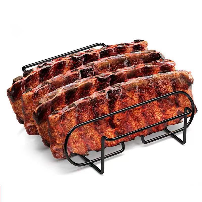 烧烤架DIY不粘烤肋骨架电镀牛排架排骨架子BBQ户外羊排烘烤用具