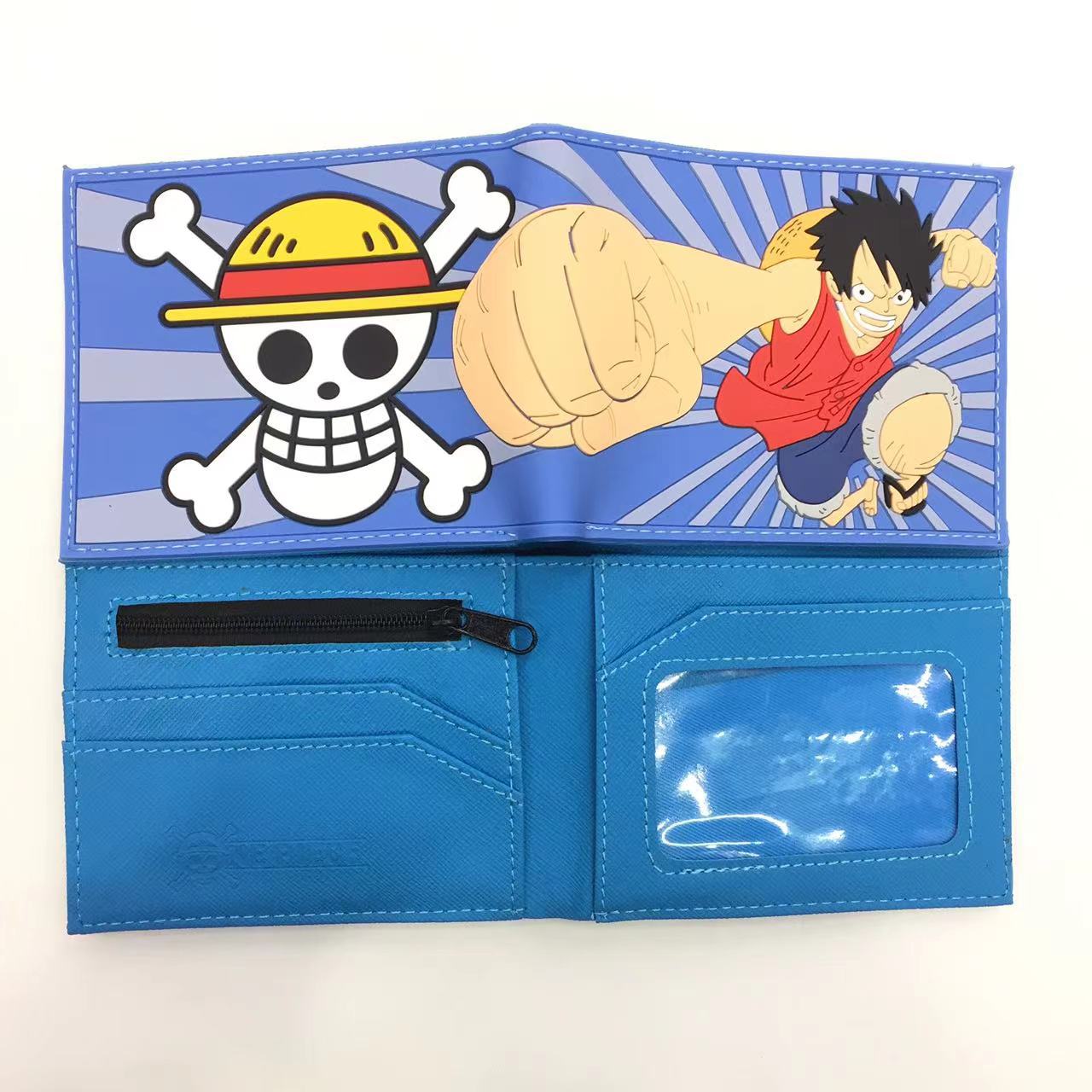 Una pieza de metal cartera anime japonés periférico luffy Sauron Qiao Ba estudiante hombres y mujeres corto PVC