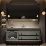 Французский ретро шкаф для ванной комнаты, керамический встроенный умывальник, шкаф для умывальника, комбинированная ванная комната, шифер, умывальник для рук, ванная комната