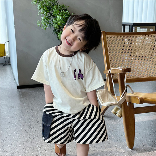 Children's summer clothes, boys' short-sleeved t-shirts 2024 new style, small and medium-sized children's pure cotton summer style boys' summer tops trendy