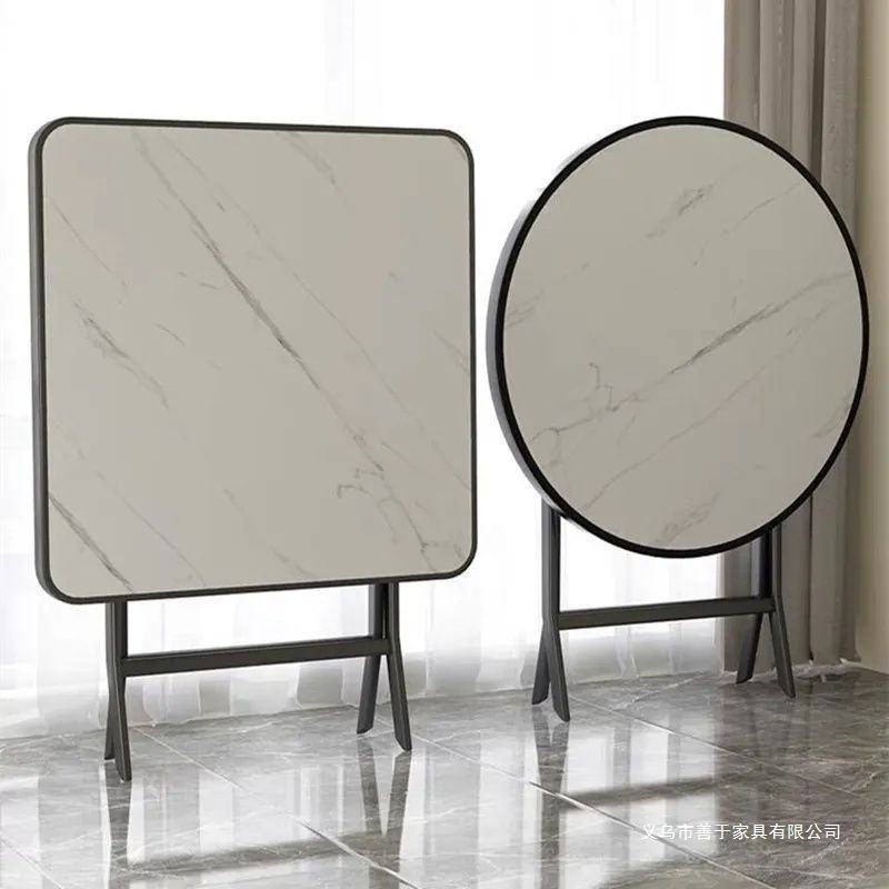 Mesa de comedor redonda al aire libre mesa de vidrio pequeña mesa de comedor doméstica silla portátil mesa cuadrada mesa plegable simple image 3