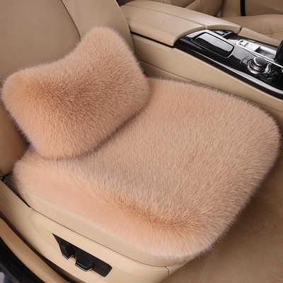 Cross-border fox fur car seat Wool pad - khaki-single-seat-lumbar-pillow