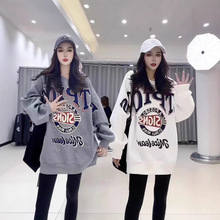 美式潮牌爆款复古个性网红印花冬季新款外套潮oversize圆领卫衣女