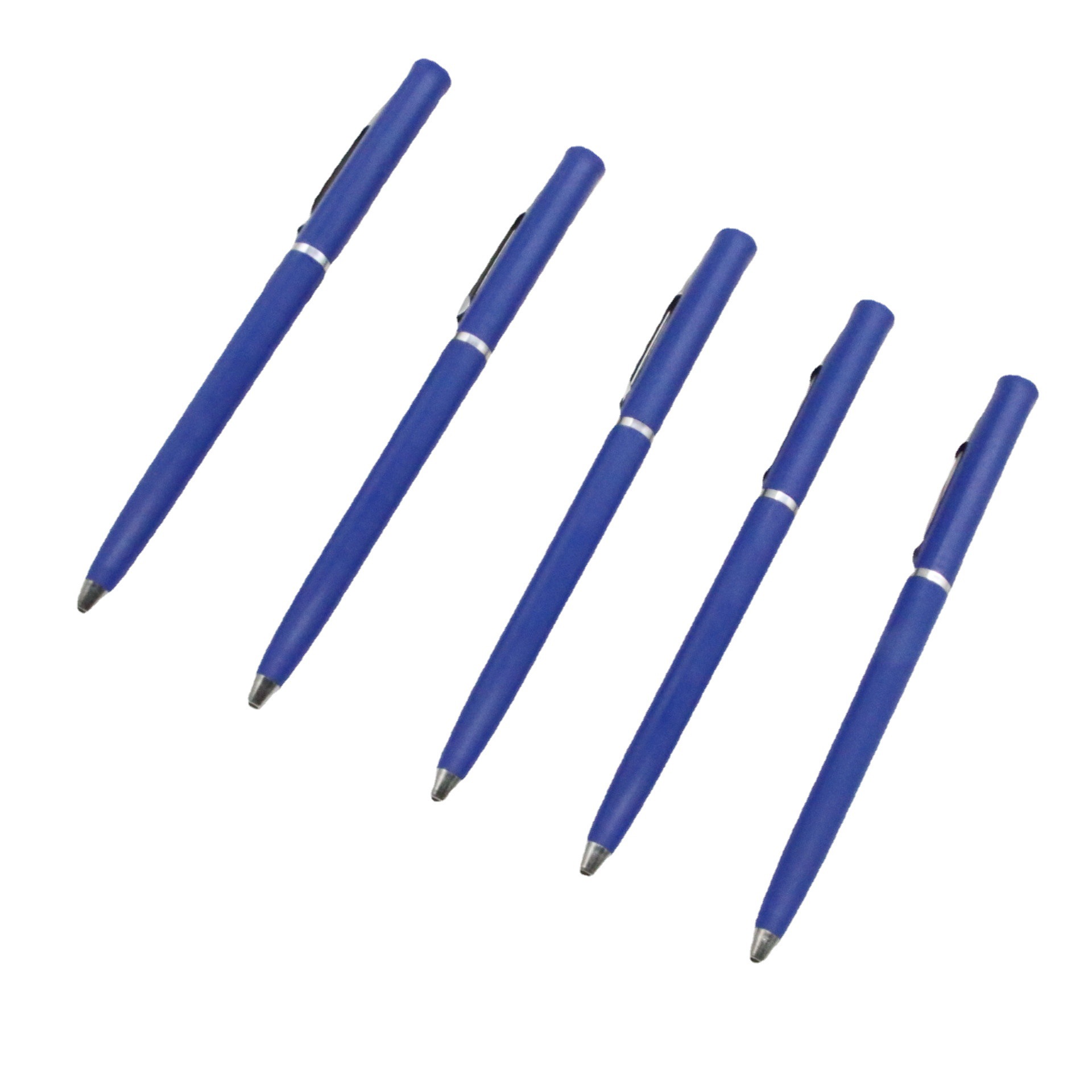 Plástico azul pequeño Xihua Hotel pluma giro pluma giratoria portátil con bolígrafo en stock publicidad pluma promocional