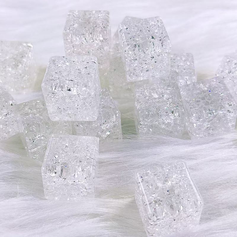 18mm爆花水晶仿真平面冰块方块DIY手工饰品配件材料彩色爆花冰裂|undefined