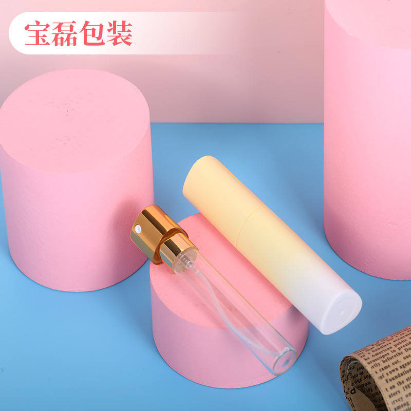 8毫升ABS三角形旋转瓶便携渐变小样空瓶口腔喷雾玻璃内胆香水瓶