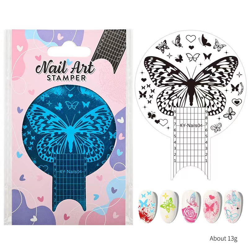 Nuevo producto transfronterizo plantilla de impresión de uñas película azul bricolaje redondo multifuncional impresión de uñas esmalte de uñas placa de acero pintada