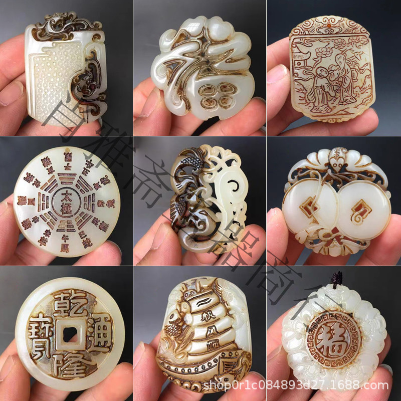 Antique Jade Antique God of Wealth Bagua Fu Character Dragon and Phoenix Pixiu Guanyin Buddha Old Jade High Ancient Jade Brand Hanging External Mongolian Material Antique Jade Antique God of Wealth Bagua Fu Character Dragon and Phoenix Pixiu Guanyin Buddha Old Jade High Ancient Jade Brand Hanging External Mongolian Material