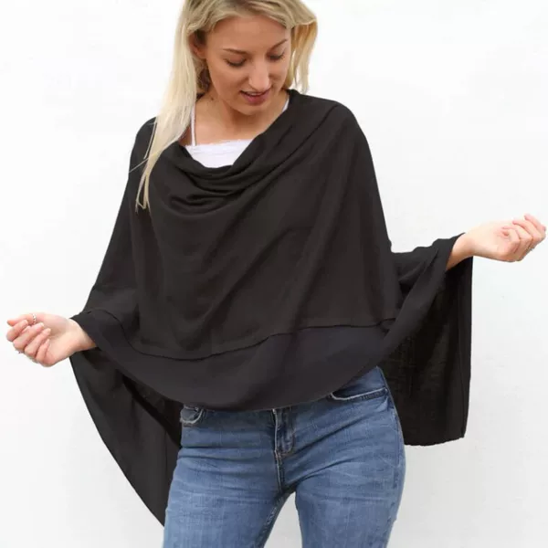 2026 New Cross-Border Foreign Trade European and American Style Solid Color Chiffon Patchwork Loose Shawl Women's Casual Sun Protection Cover-Up Fashion