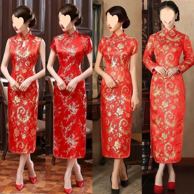 Сексуальное облегающее большое красное платье Cheongsam с длинными рукавами, длинное торжественное женское платье для встречи, свадебное платье Cheongsam с тостом