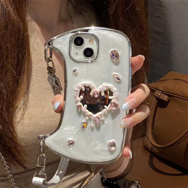 Love Mirror Suitable for Iphone17Promax Apple 16 Handbag Mobile Phone Case 11 Gems 15 Protective Cover 13