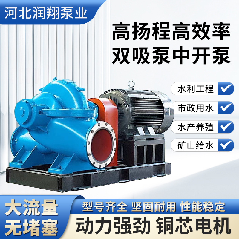 厂家直销 卧式大流量双吸清水泵 卧式双吸泵 离心泵