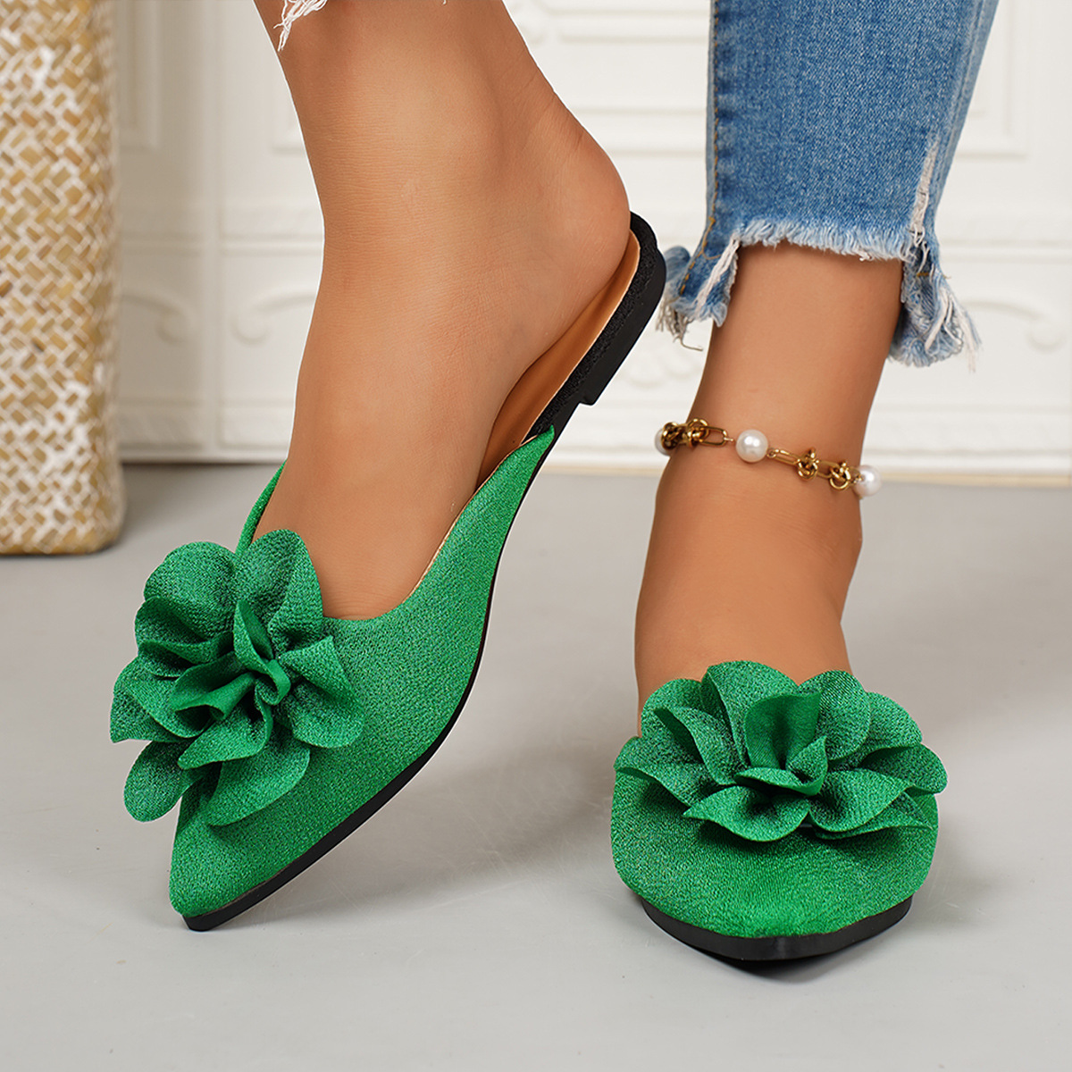 Women's Flat Slippers Floral Patterns Plus Size Lightweight Closed Toe Design Suitable For Summer_voghion.com
