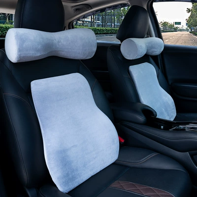 Headrest: Pillow Car Lumbar Pillow - silver-gray-headrest