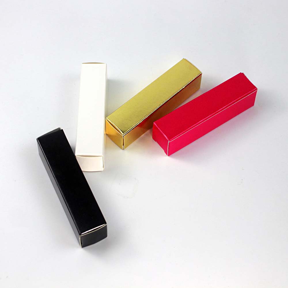 金色唇彩管包装纸盒黑色DIY唇釉口红空包装盒23*98mm礼盒折叠纸盒