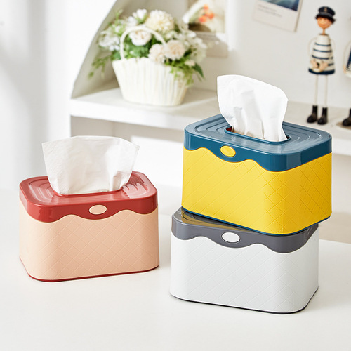 Plastic bathroom tissue box living room storage desktop ins style toilet tissue box household printed logo wholesale