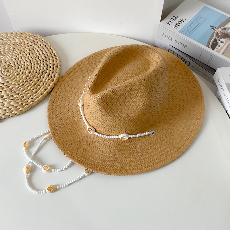 Unisex Basic Cowboy Style Classic Style Shell Big Eaves Sun Hat Straw Hat display picture 7