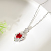 Advanced genuine design ruby pendant stainless steel, necklace, stone inlay, small zirconium, jewelry, high-quality style
