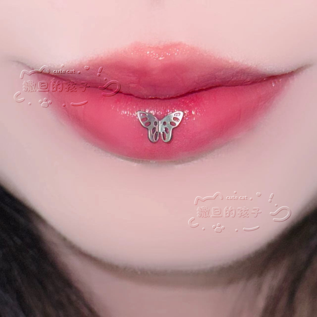 Pointed labret stud close-up product detail