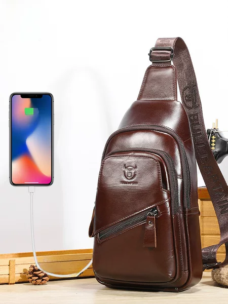 Captain Niu's High-End Large-Capacity Genuine Leather Men's Shoulder Crossbody Chest Bag First-Layer Cowhide Tablet iPad Mobile Phone Waist Bag